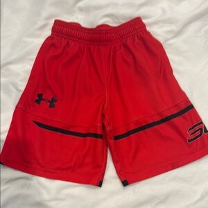 Boys Steph Curey Under Armour Red Shorts size XS